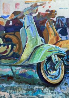 "Avant Le Depart" Vespa GS 160 II classic scooter print